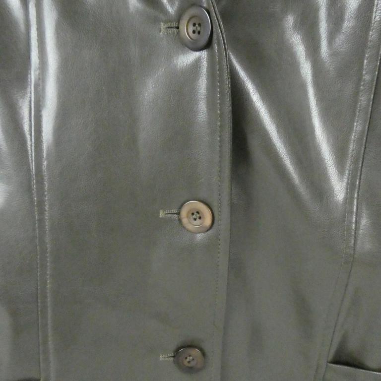 Veste blazer vert kaki simili cuir Jacqueline Riu - Taille 42 - Photo 2
