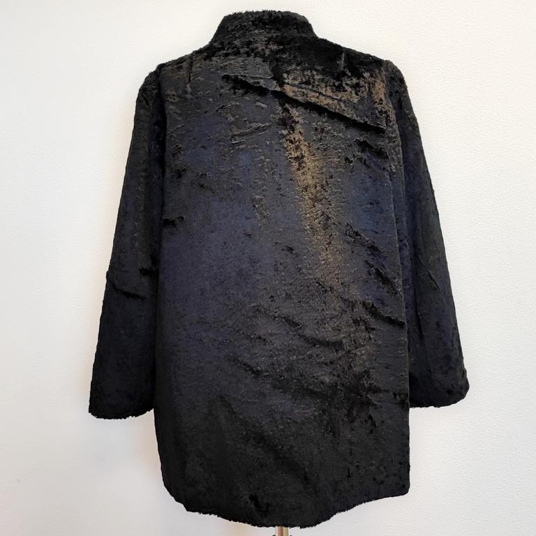 Manteau noir en fourrure synthétique vintage - XL - Femme - Photo 3
