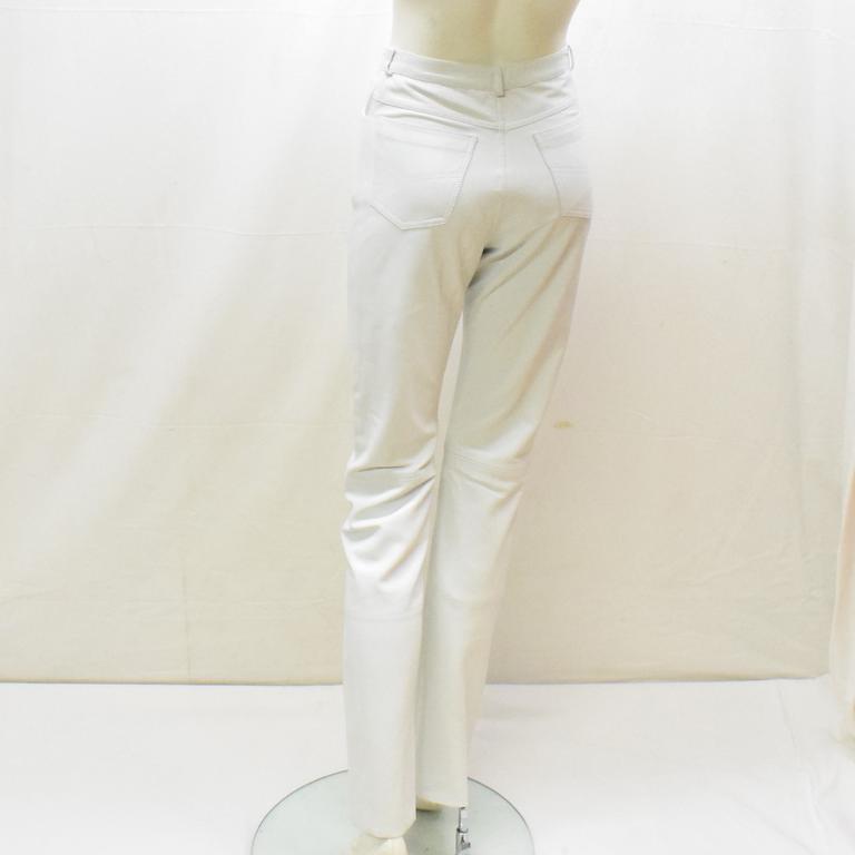 Pantalon en cuir Philippe Vallereuil T 38 couleur blanc - Photo 2