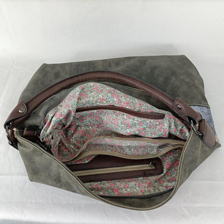 Grand sac à main tricolore pailleté et simili cuir - Photo 3
