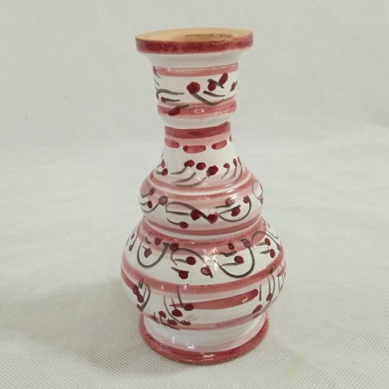 Vase rose blanc en céramique rustique faits et peints à la main - Photo 0