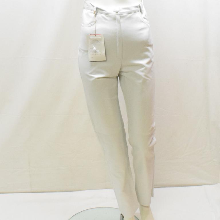 Pantalon en cuir Philippe Vallereuil T 38 couleur blanc - Photo 0
