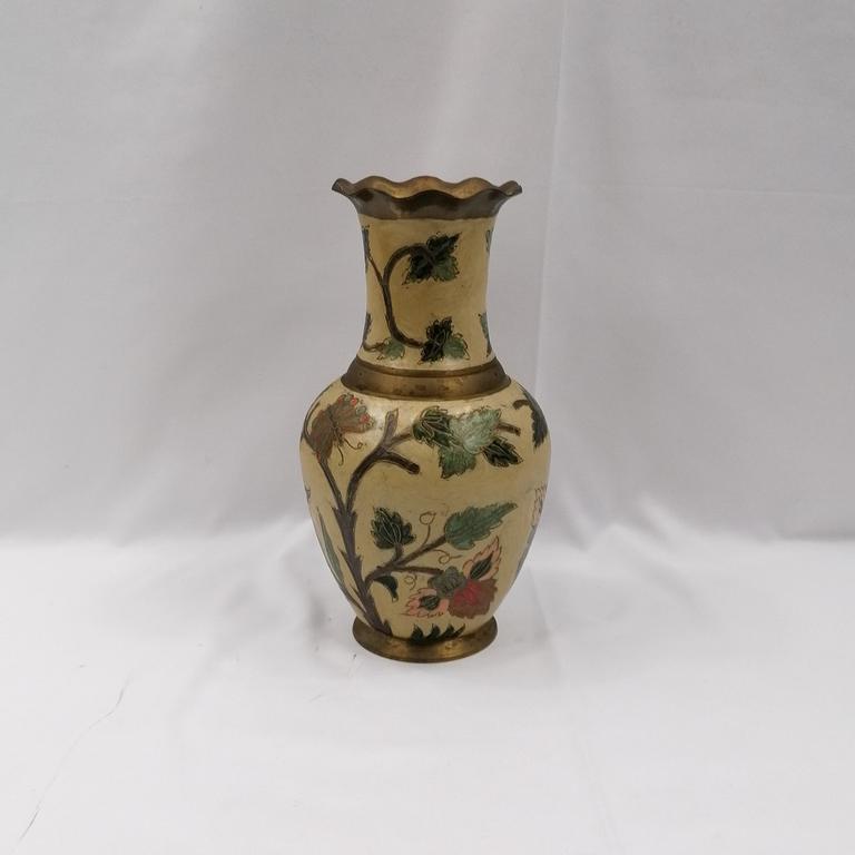Vase en laiton émaillé - Photo 0