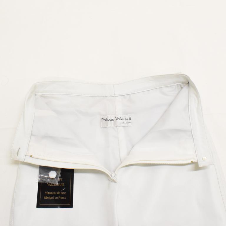 Pantalon en cuir Philippe Vallereuil T 38 couleur blanc - Photo 4